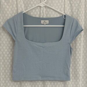 Live in the moment Sky Blue Square Neck Crop Top